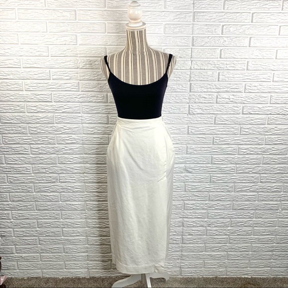 Vintage Dresses & Skirts - Vintage Susan Bristol Off-White Linen Pencil Skirt